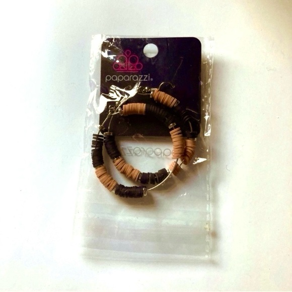 NWT Black and Brown Dangle Hoop Earrings - Picture 4 of 10